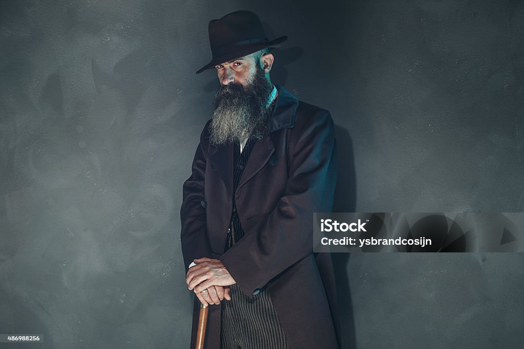 Mysterious Vintage Beard Man In 1900 Style Fashion With Cane Stock Photo -  Download Image Now - iStock