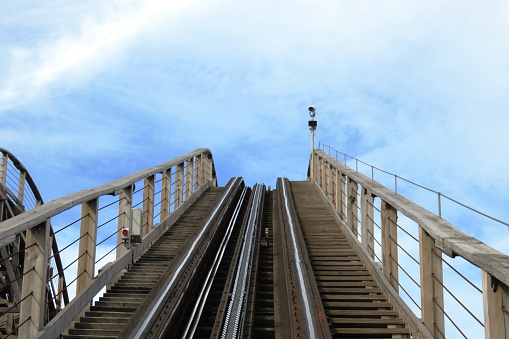 Wooden roller coaster ride -Reach the top