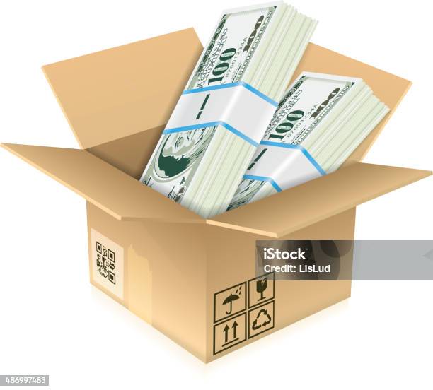 Dollar In Box Cardboard Box With Dollar Bills Stock Illustration - Download Image Now ...