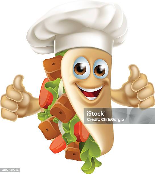 Kebab Chef Man Stock Illustration - Download Image Now - Kebab, Happiness, Characters