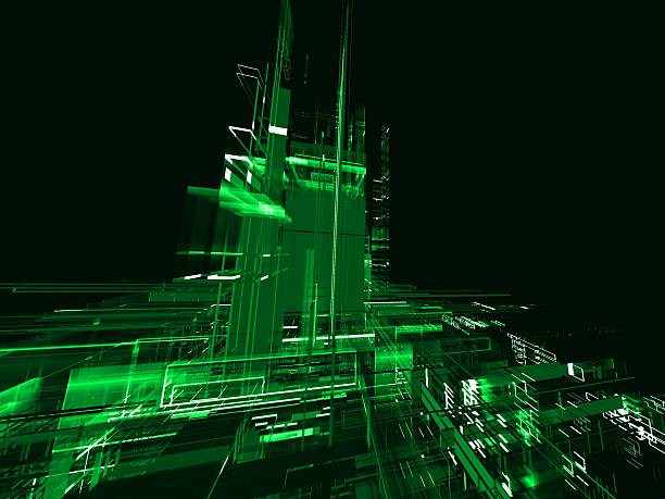 istock Abstract urban green luminous background 486998663