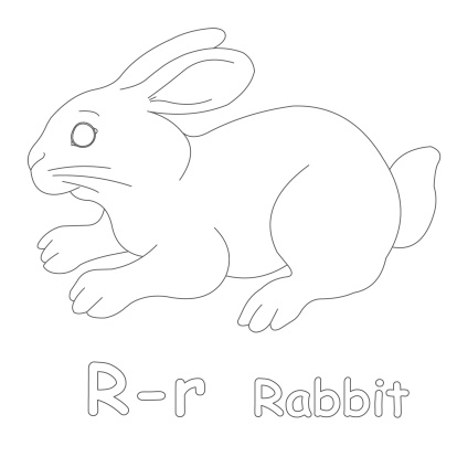 R for Rabbit Coloring Page