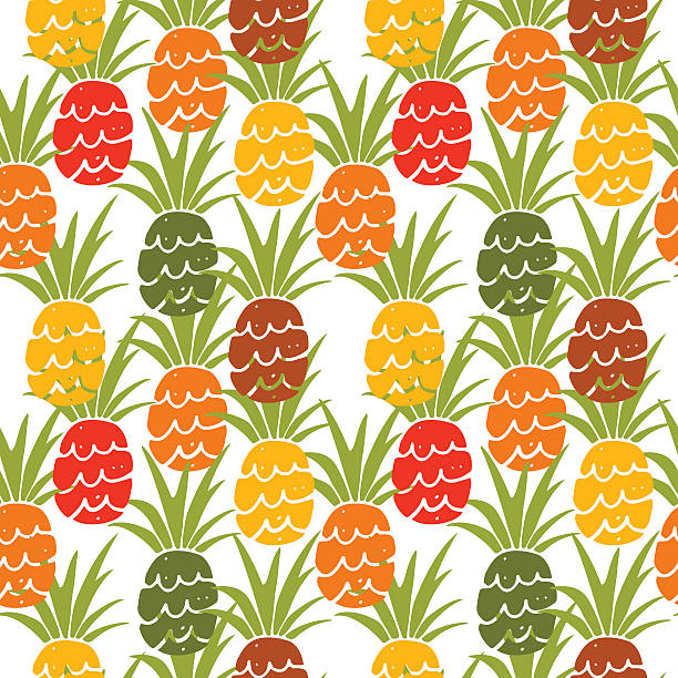 nahtlose muster mit ananas - pineapple plantation stock-grafiken, -clipart, -cartoons und -symbole