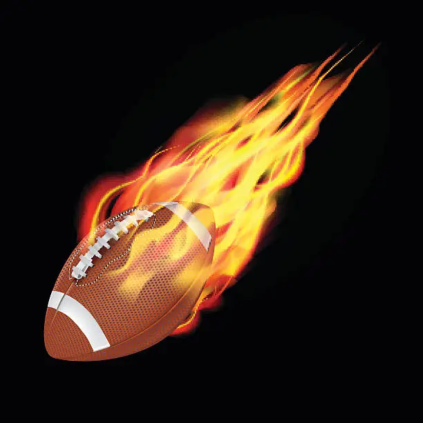 Vector illustration of American football ball in fire