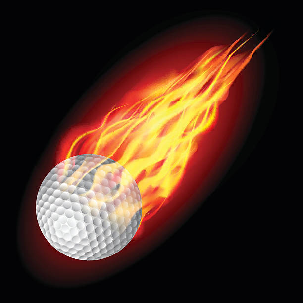 illustrazioni stock, clip art, cartoni animati e icone di tendenza di palla da golf in fuoco - golf ball golf fire backgrounds