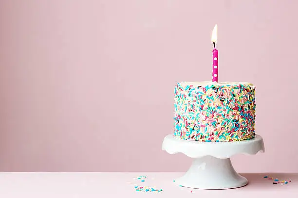 Birthday cake with one candle