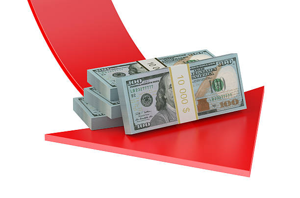 istock Falling of the USA Dollar concept with arrow down 487000954