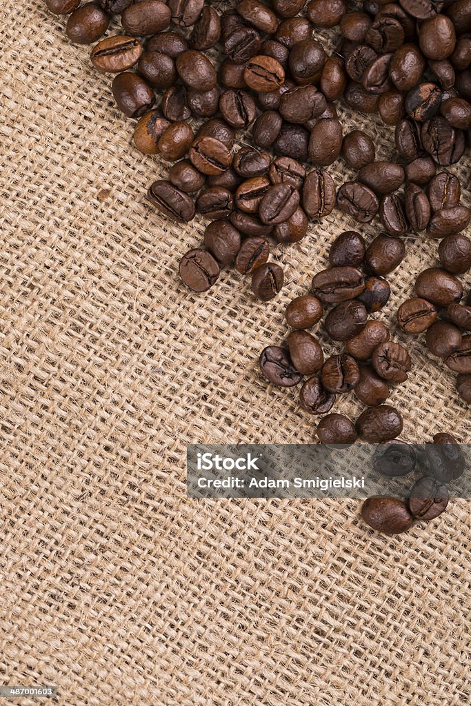 coffee beans jute canvas with coffee beans Artist's Canvas Stock Photo