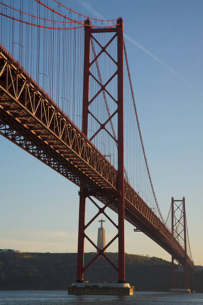istock Suspension Bridge with sunset in Lisbon 487004950