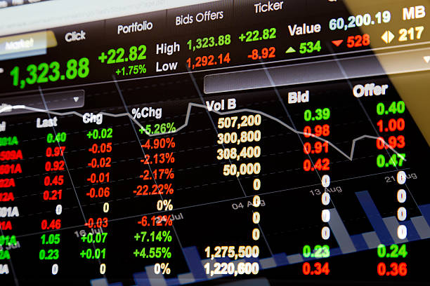 istock Double Exposure of Stock Market Values and Chart 487010988