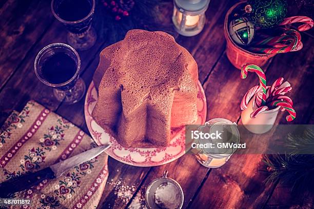 Homemade Pandoro Christmas Cake With Powdered Sugar Stock Photo - Download Image Now