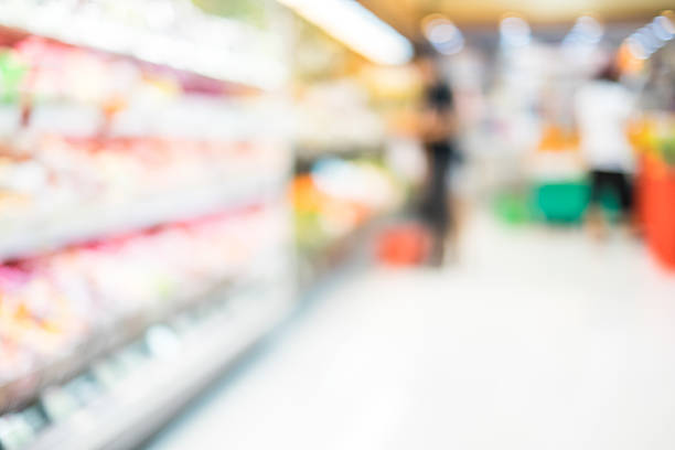 istock Supermarket store blur background with bokeh,defocused light 487012242