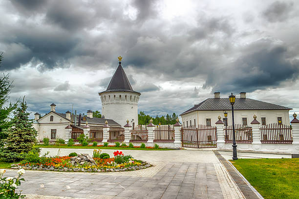 istock Tobolsk Kremlin courtyard tower panorama menacing sky 487014462