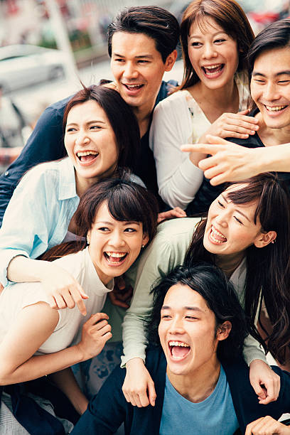 istock Happy japanese friends 487015344