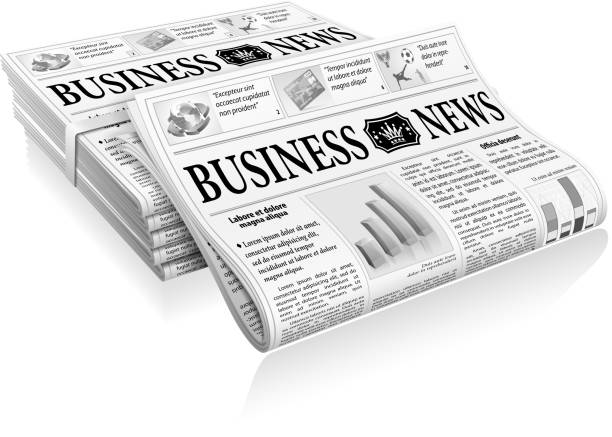 Concept - Business News Business News Concept with Stack Newspapers, vector isolated on white background. newspaper pile stock illustrations