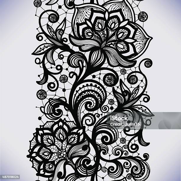 Abstract Seamless Lace Pattern With Flowers Stock Illustration - Download Image Now - 2015, Arts Culture and Entertainment, Berry Fruit