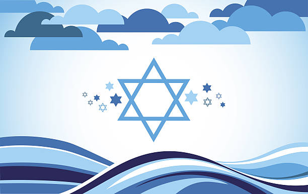 istock abstract israel flag as sea and blue sky 487020349
