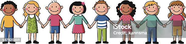 Kids Holding Hands Stock Illustration - Download Image Now - Holding Hands, Child, Multiracial Group