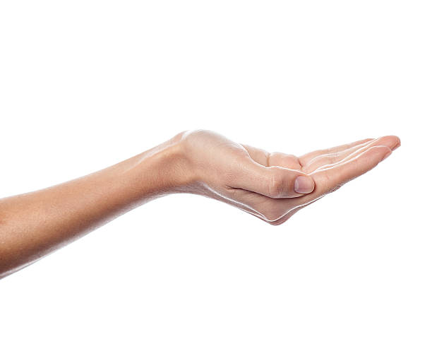 istock Woman hand holding isolated on white 487020733
