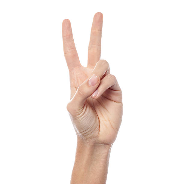 istock Woman hand in victory sign 487020737