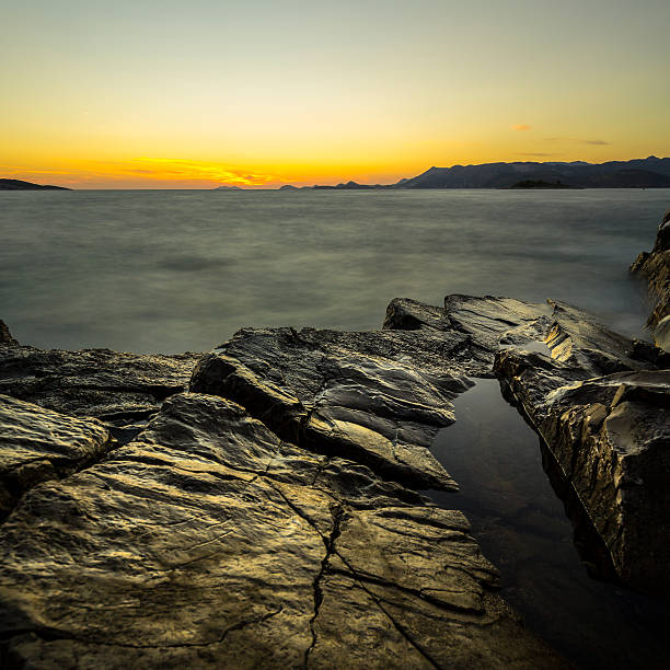 istock Dubrovnik coastline in Croatia at sunset 487021448