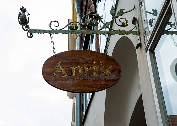 istock Antik signboard, antik means ancient in hungarian 487022652