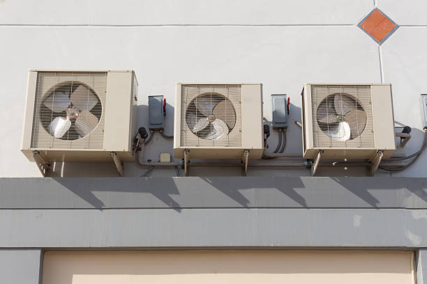istock Air conditioning system assembled on side of a building. 487026004