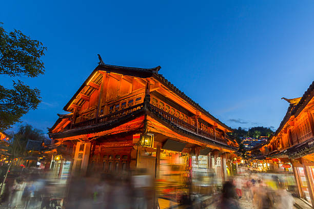 istock Lijiang old town in the evening with crowd tourist. 487026166
