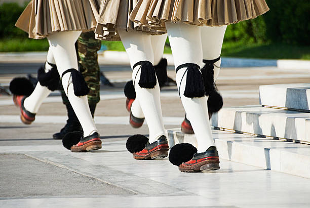 Royal guards at a monument stock photo