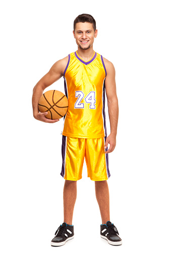 Basketball Player- series of different activities of teenager, isolated on white background