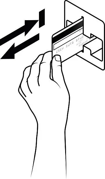 Vector illustration of Hand Inserting Credit Card