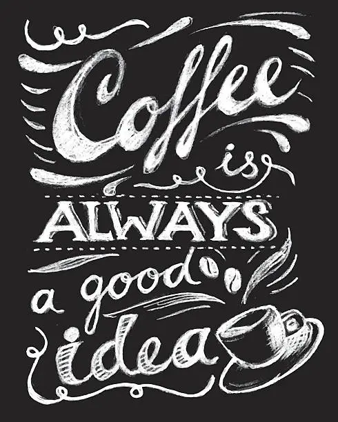 Vector illustration of Coffee is always a good idea lettering.