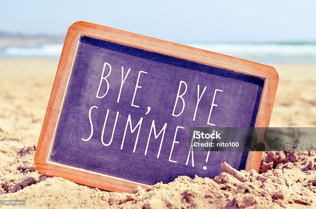 Texte bye bye en été, le tableau sur la plage - Photo de Été libre de droits
