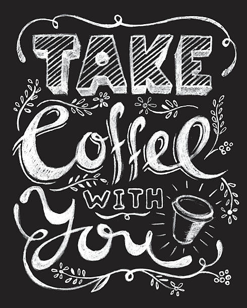 Take coffee with you lettering. vector art illustration