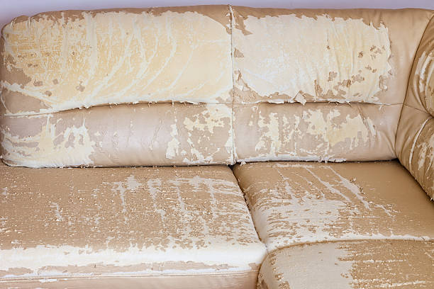 Worn Synthetic Leather Stock Photo - Download Now - Sofa, Broken - iStock