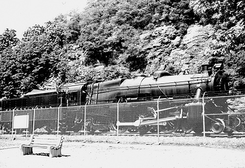 Altoona, Pennsylvania USA - August 10, 1964. Famous Pennsylvania Locomotive #1361 On Display At The Horseshoe Curve In Altoona, Pennsylvania.