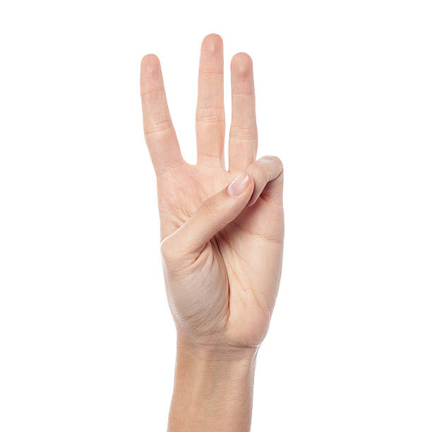 istock Female hand showing number three 487046625