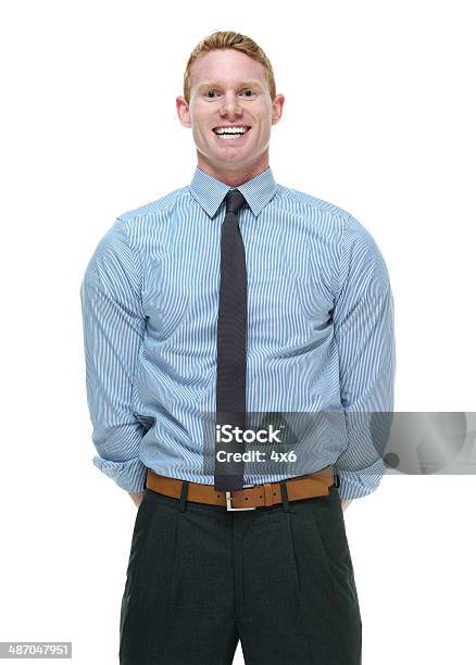 Happy Businessman Standing Stock Photo - Download Image Now - 20-29 Years, Adult, Adults Only