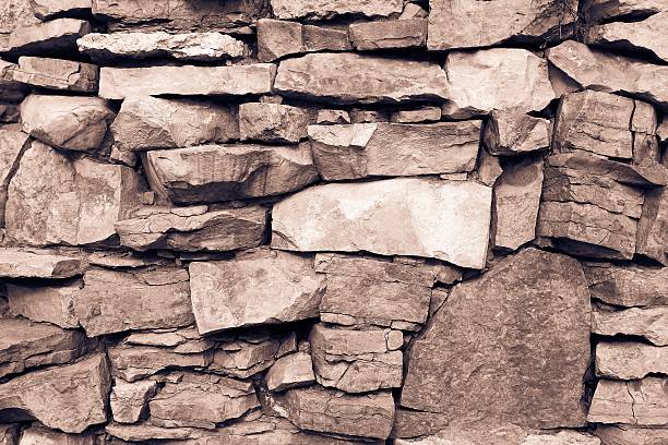 istock wall from a stone of monochrome tone brown 487048893