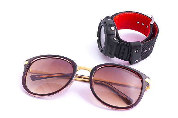 istock Man Sunglasses with Clock isolated on white background 487050291
