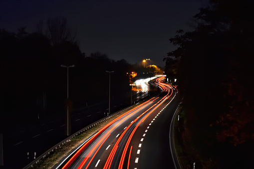 City highway in Magdeburg at night