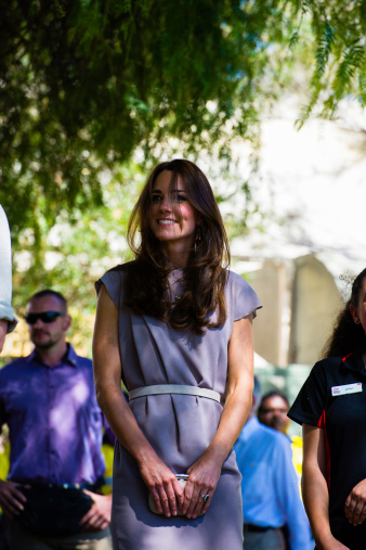 ULURU, AUSTRALIA- APRIL 22 2014: Catherine, Duchess of Cambridge and Prince William, Duke of Cambridge visit the National Indigenous Training Academy to meet the trainees and to award certificates to graduates (Photo by Grace Henley)