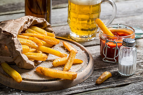 istock Homemade fresh fries with beer 487052549
