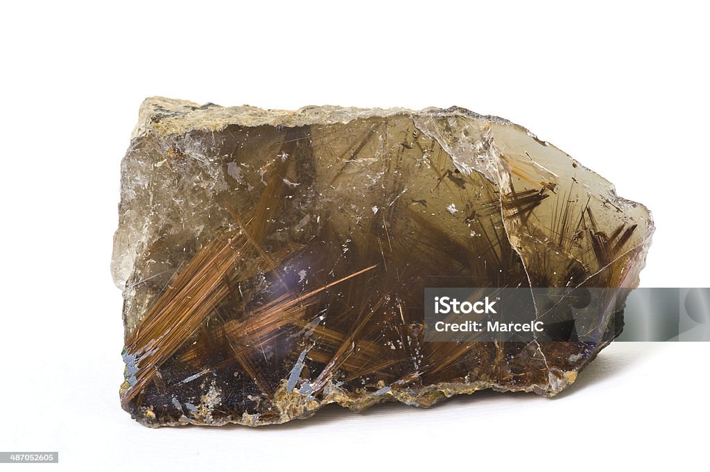 Museum mineral-Serie: Rutilquartz von Brasilien. 13 cm breit. - Lizenzfrei Quarz Stock-Foto