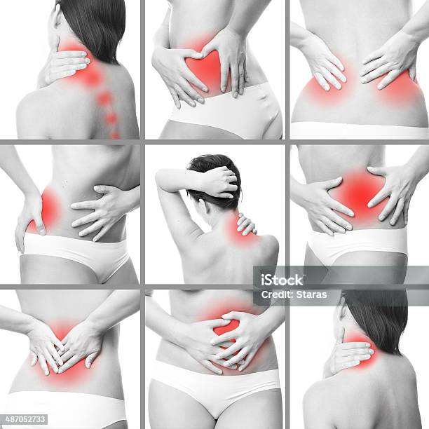 Dolor En El Cuerpo De Una Mujer Foto de stock y más banco de imágenes de Dolor - Dolor, Espalda - Partes del cuerpo, Vista posterior