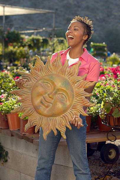 Santa Fe, NM: Ceramic Sun Decoration Tile on Adobe/Stucco Wall