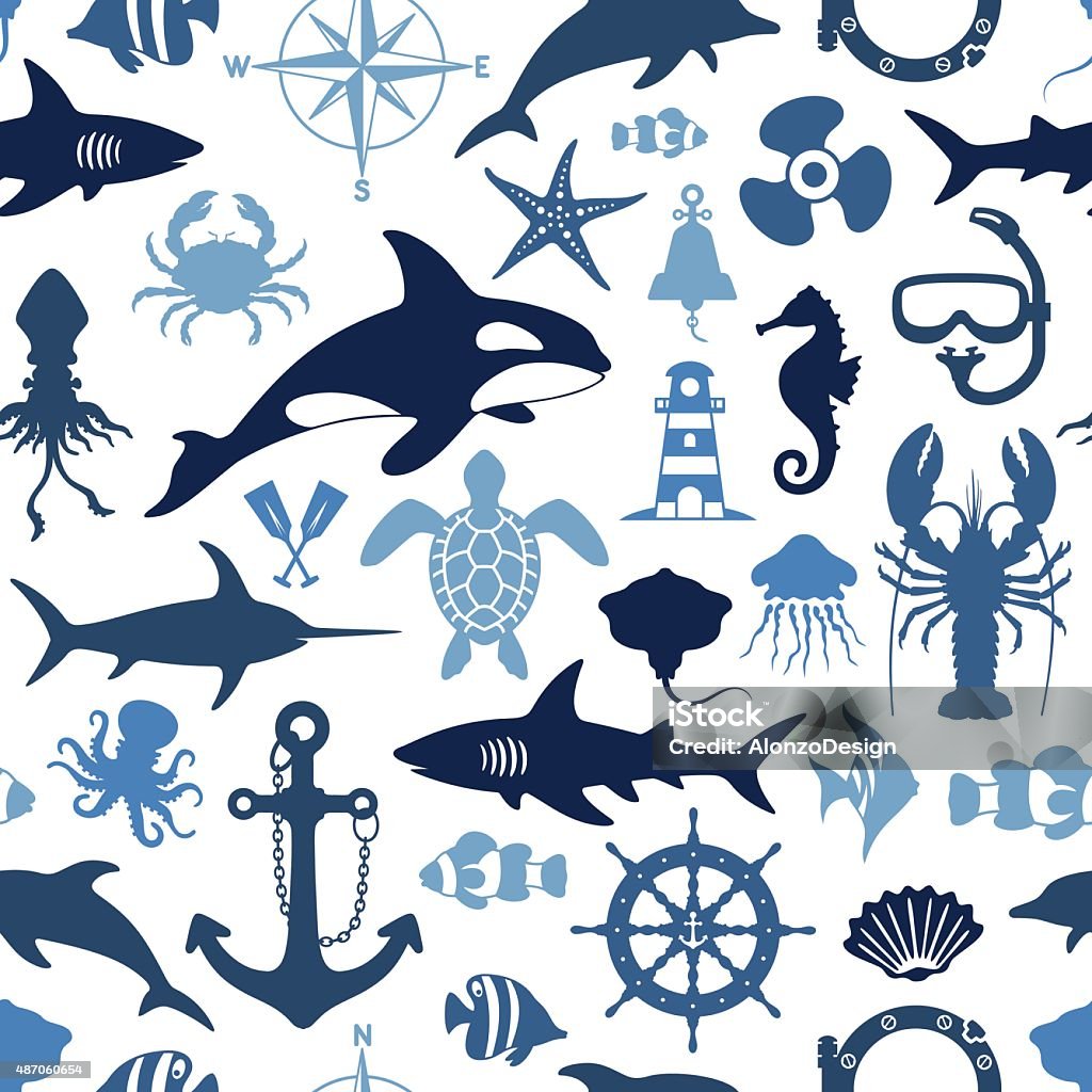 Sea Life Pattern Repeatable pattern. High Resolution JPG,CS6 AI and Illustrator EPS 10 included. Very easy to edit. Sea Life stock vector