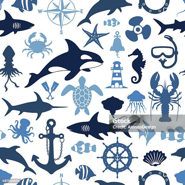 Sea Life Pattern Stock Illustration - Download Image Now - Sea Life, Sea, Pattern