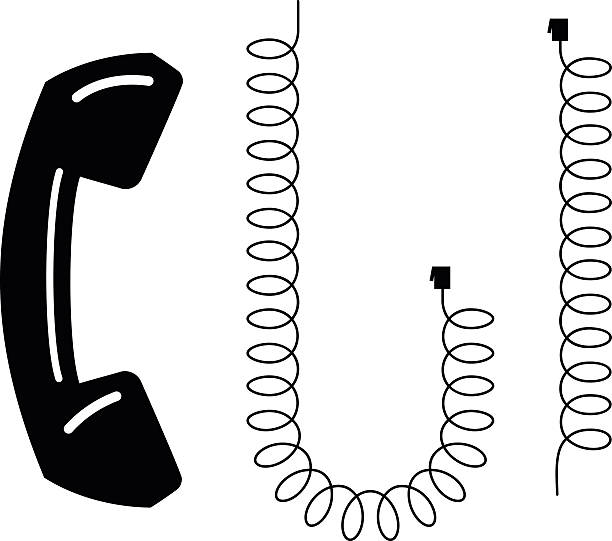 전화 및 전화 코드 - telephone receiver illustrations stock illustrations