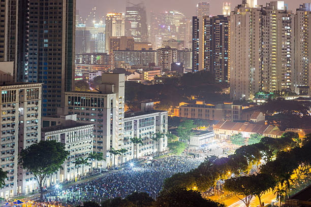 Singapore, Singapore - September 3, 2015: Large crowds gathered for the second Workers' Party political rally beside Block 4, Boon Keng Road, as part of the Singapore General Elections 2015.